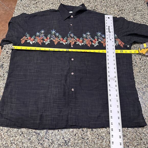 MODA CAMPIA Mens Hawaiian Shirt Size XXL Black Pineapple Print Tropical - Picture 3 of 7